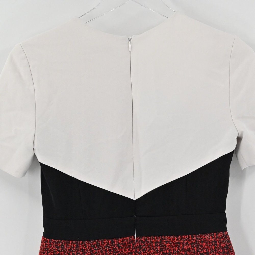 JASON WU Womens Jacquard Red Black Colorblock Sheath Mini Dress Office Size 0 - Picture 8 of 11